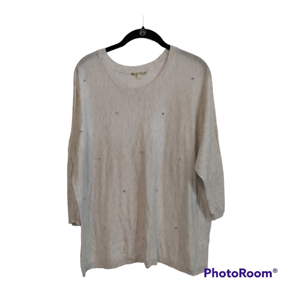 Gianni Bini wool blend white stone embellished sweater